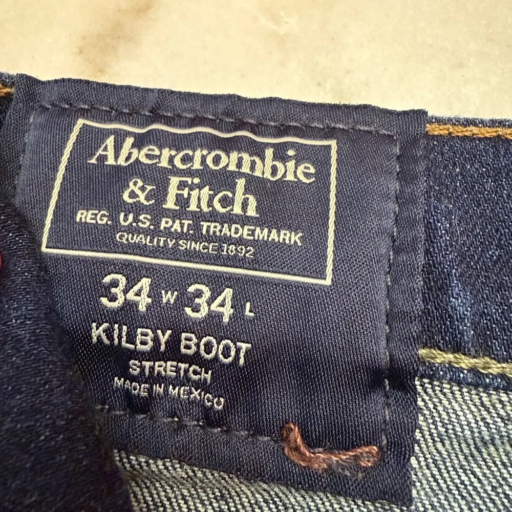 Abercrombie & Fitch Dark Blue Stretch Jeans Size 34x34 - Picture 6 of 6